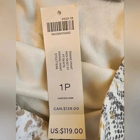 Chico's Petite Faux-Snakeskin print midi skirt size 1P (8P) NWT - Picture 8 of 14